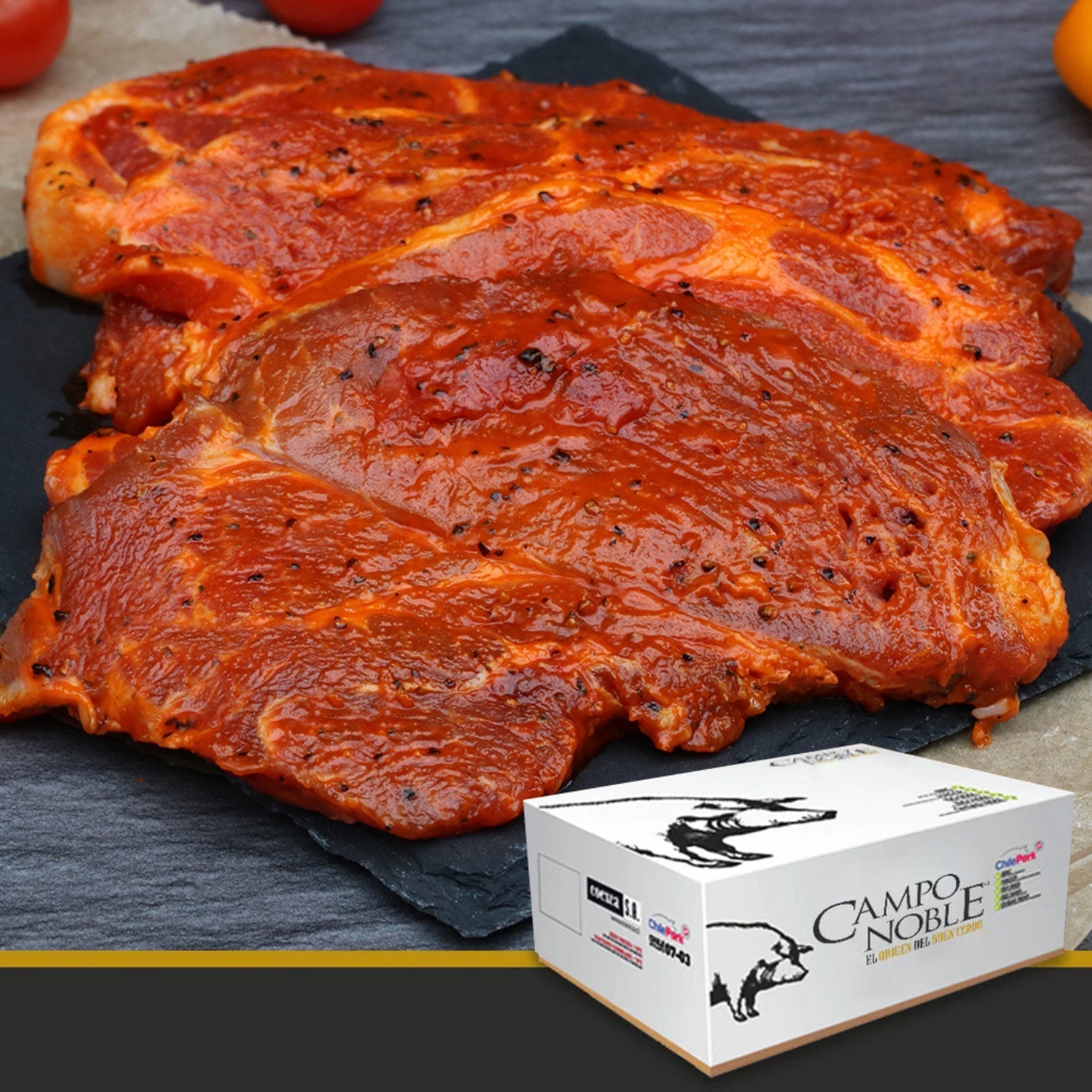 Caja pulpa pierna de cerdo a la Chilena